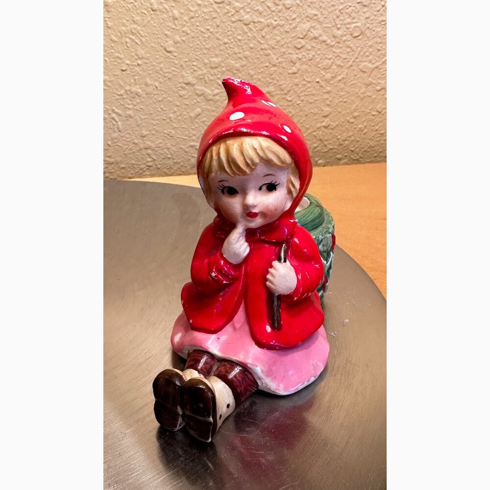 Vintage Lefton Red Riding Hood Candle Holder